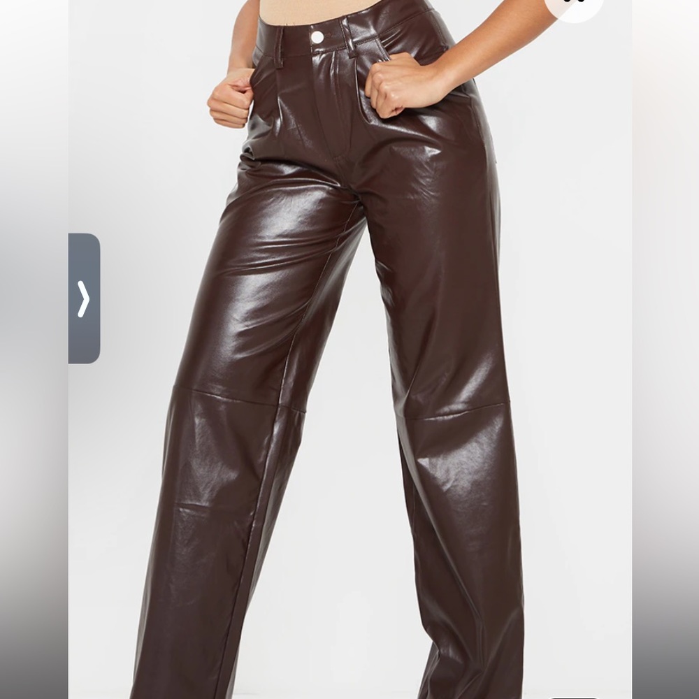 Prettylittlething leather wide leg pants